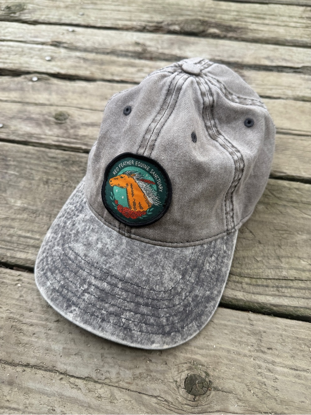 Red Feather Equine Sanctuary Acid Wash Horse Baseball Cap